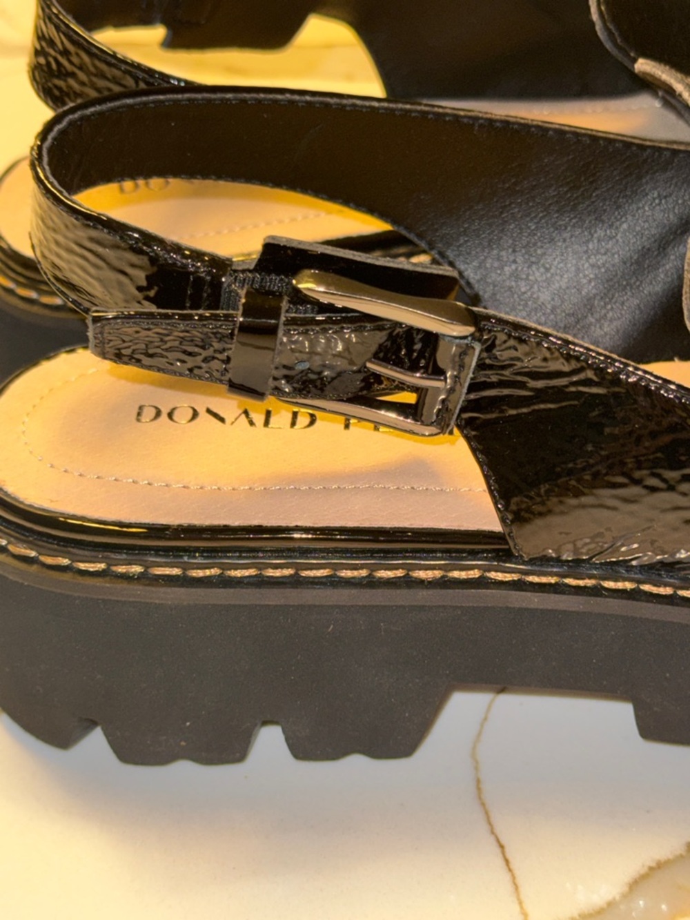 Donald J. Pliner Black Patent Tassel Slingback Lug Loafer - Picture 10 of 11